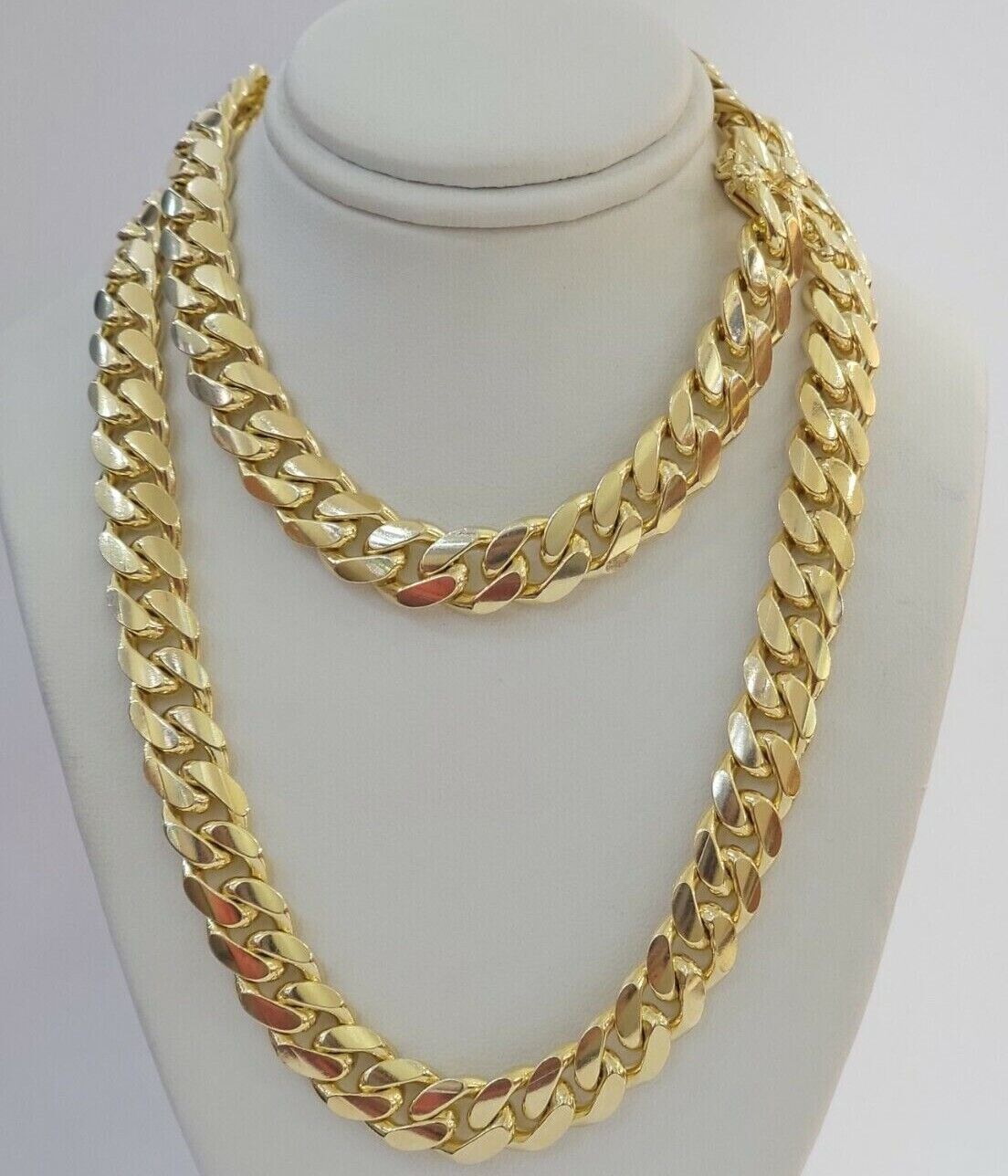 11mm Miami Cuban Link Chain Necklace 10k Yellow Gold 24" 26 Inch Mens SOLID 10kt - GoldenlinQ